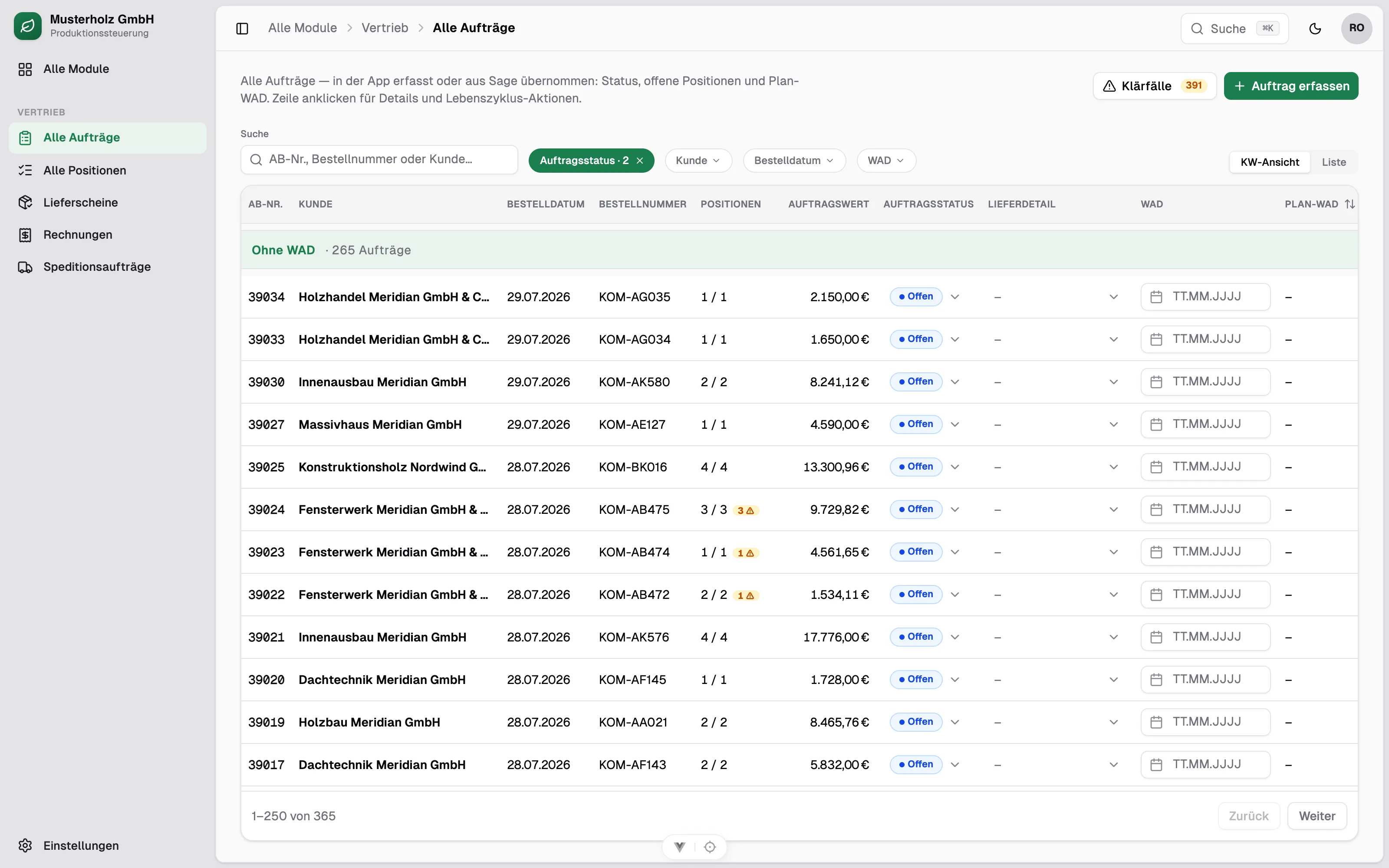 Auftragsliste